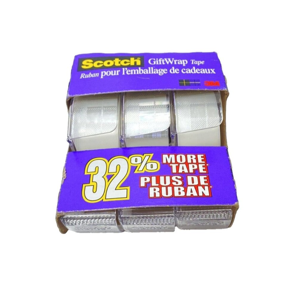 Scotch Tape GiftWrap Tape, Set of 3 Clear Tape Rolls, Brand New